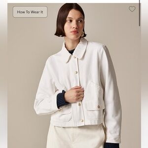 J Crew Short Barn Jacket™ in cotton twill Women’s Medium White